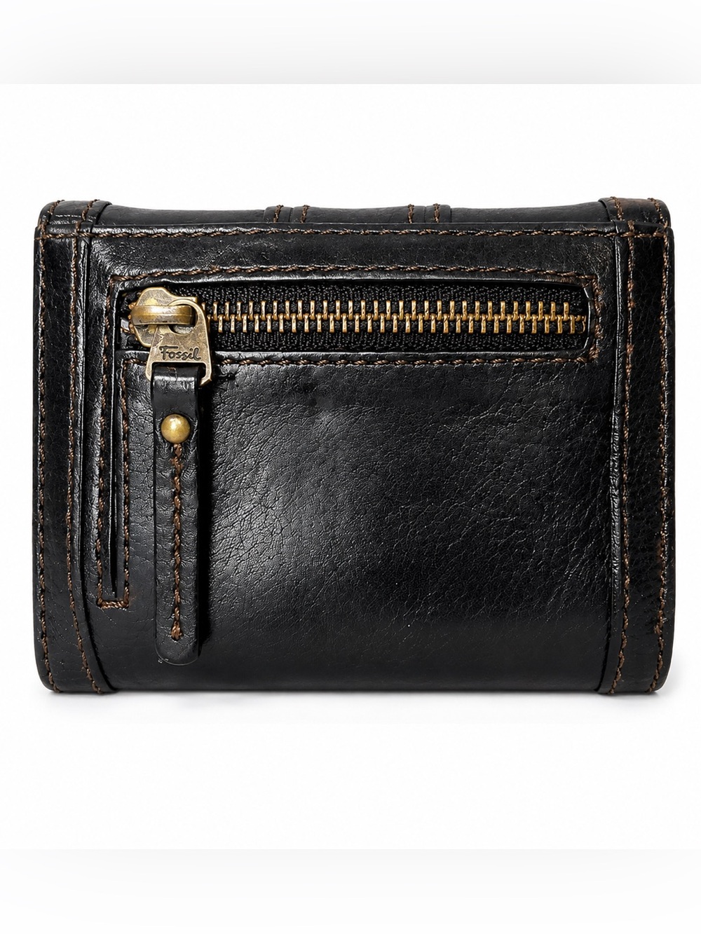 Discontinued Fossil Maddox Black Leather Push Lock Wallet Y2K Organizer Vintage - Picture 4 of 7